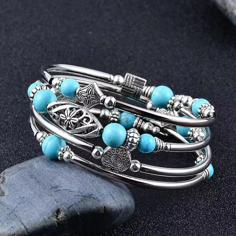 Natural Turquoise Wrapped Bracelet