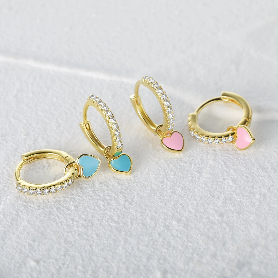 Cute Enamel Heart Drop Earring