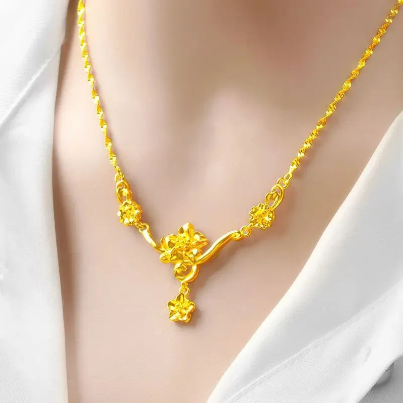 Gold Color Flower Necklace