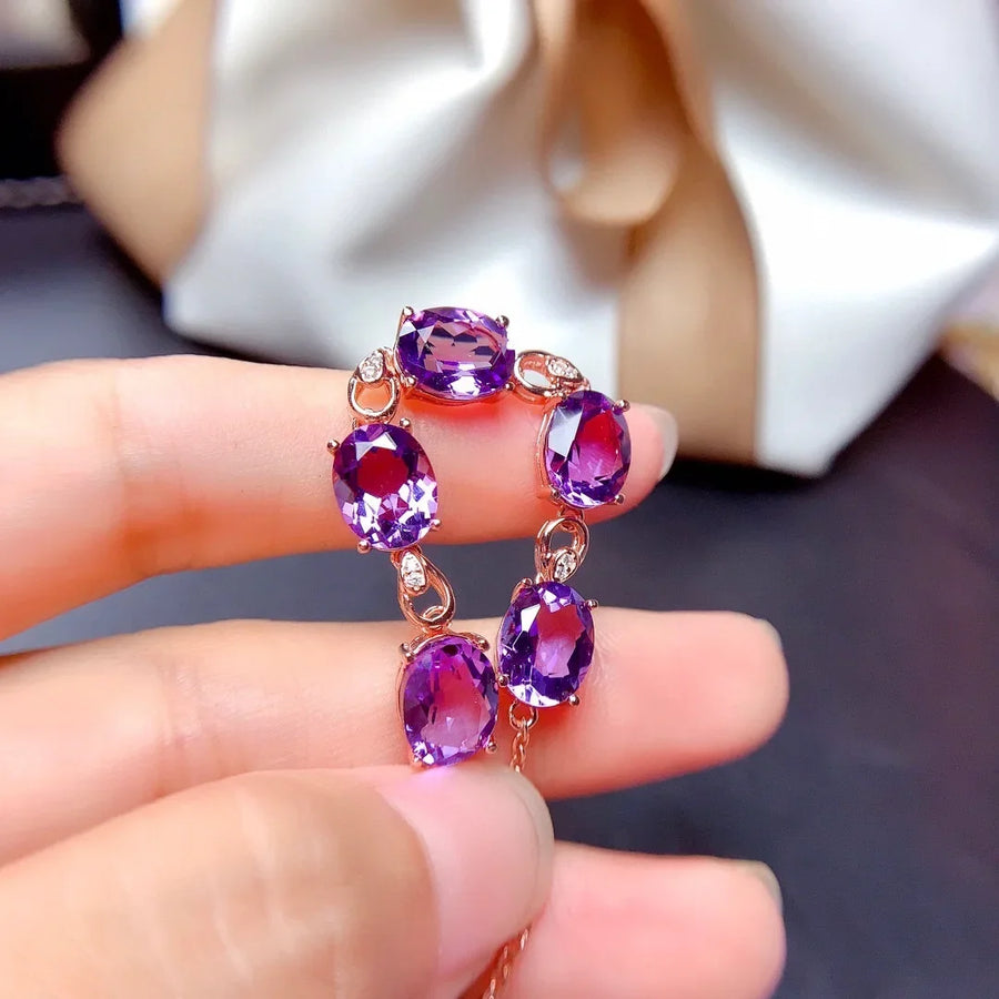 Purple Cubic Zircon Crystal Bracelet