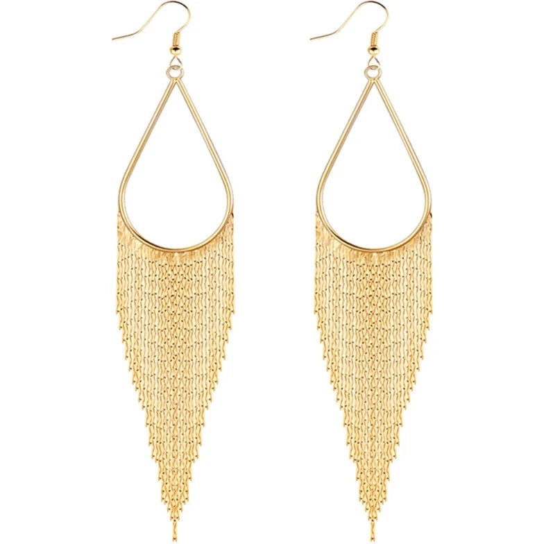 Boho Gold Long Tassels Earrings