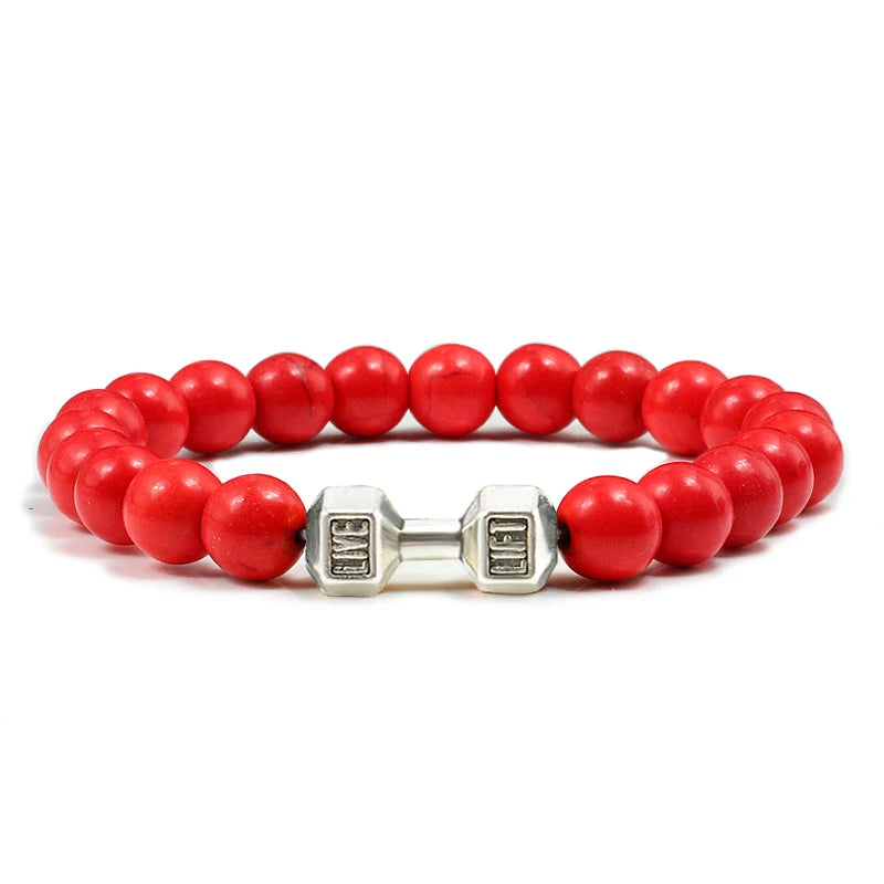 High Quality Stone Dumbbell Charm Bracelet