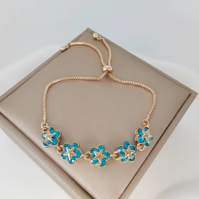 Elegant Inlaid Flower Rhinestone Bracelet