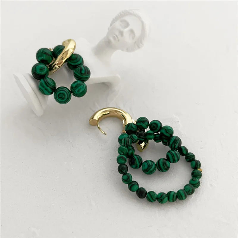 Green Bead Studed Earrings