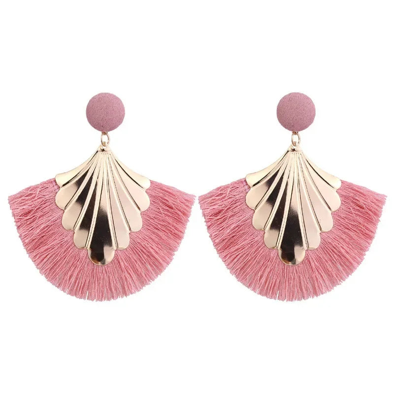 Fan Shaped Tassel Earrings