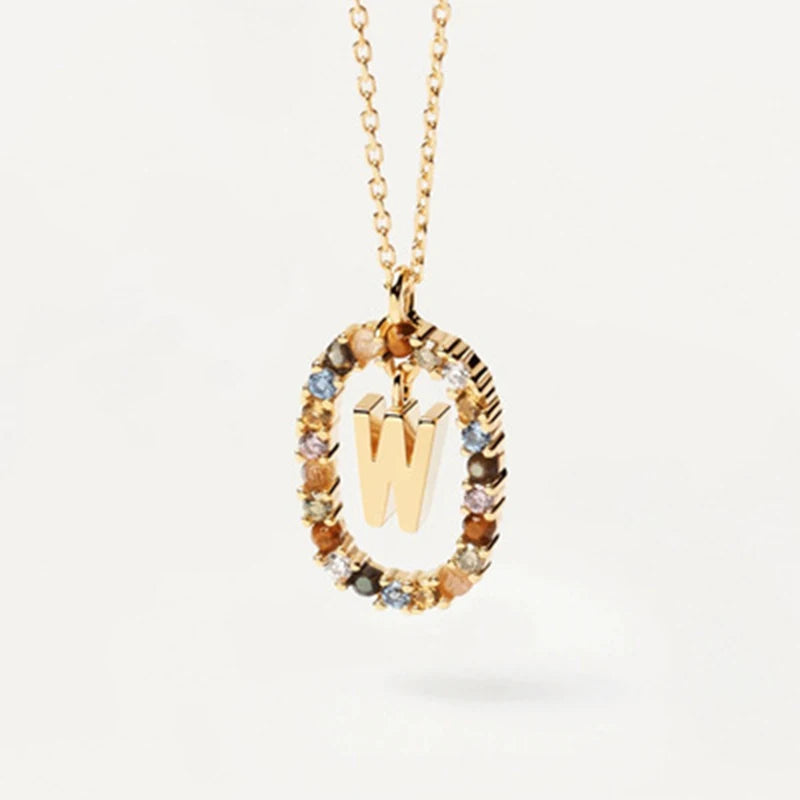 Colored Zircon Letter Necklace