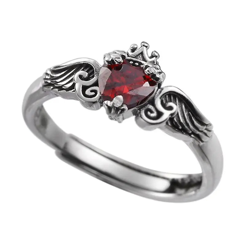 925 Sterling Silver Red Love Heart Ring