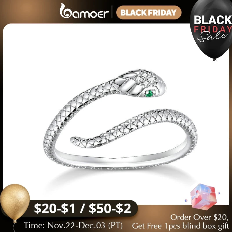 Sterling Silver Snake Adjustable Ring