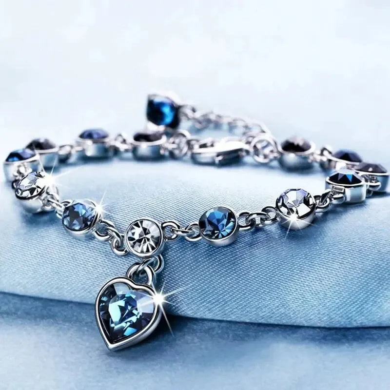 Fashion Silver Heart Charms Bracelet Bangle