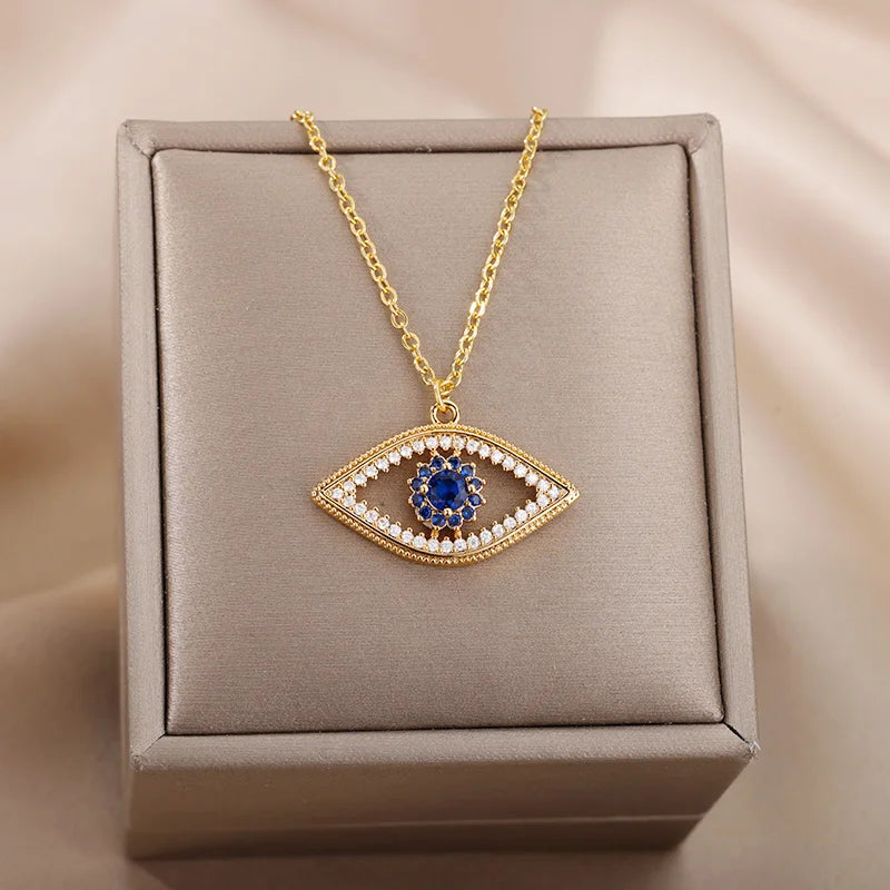 Turkish Eye Zircon Pendant Necklace