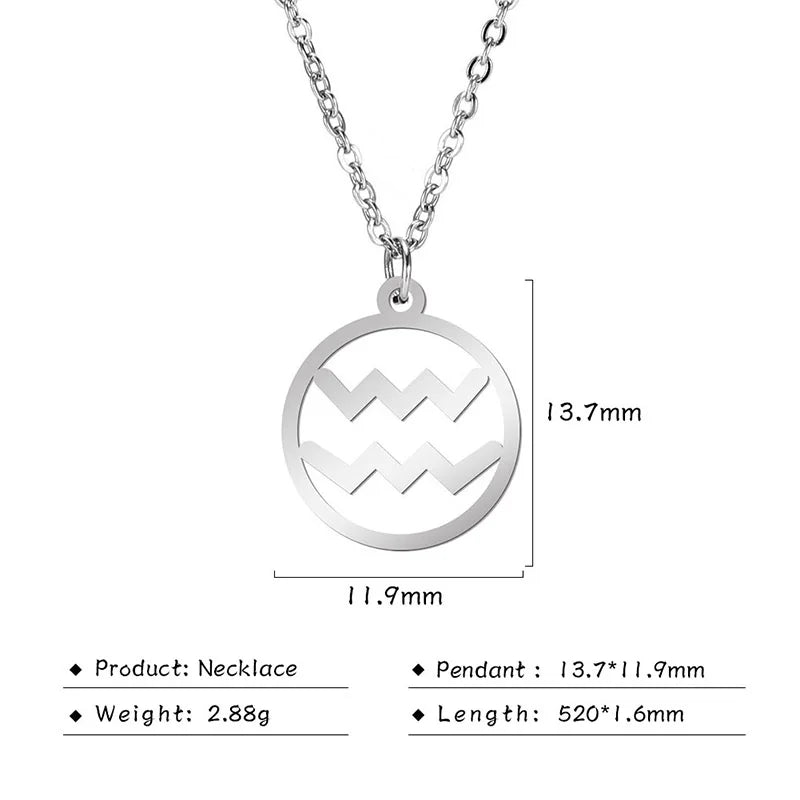 Stainless Steel Star Zodiac Sign Necklace