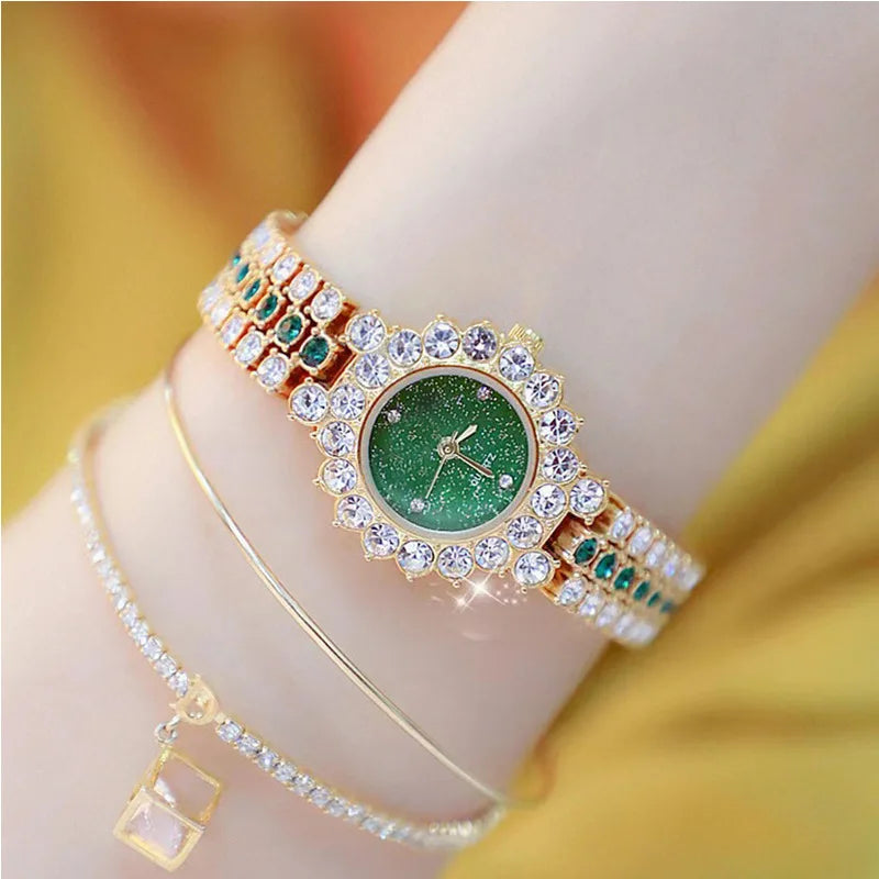 Full Diamond Women Starry Sky Flower Dial Quartz Watch