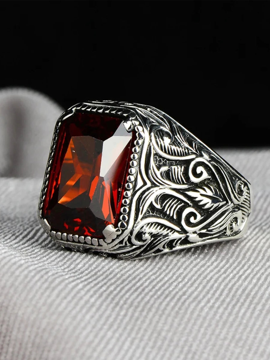 Antique Turkish Red Crystal Ring