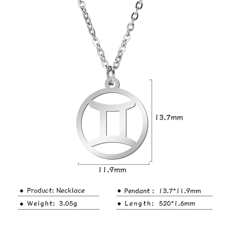 Stainless Steel Star Zodiac Sign Necklace