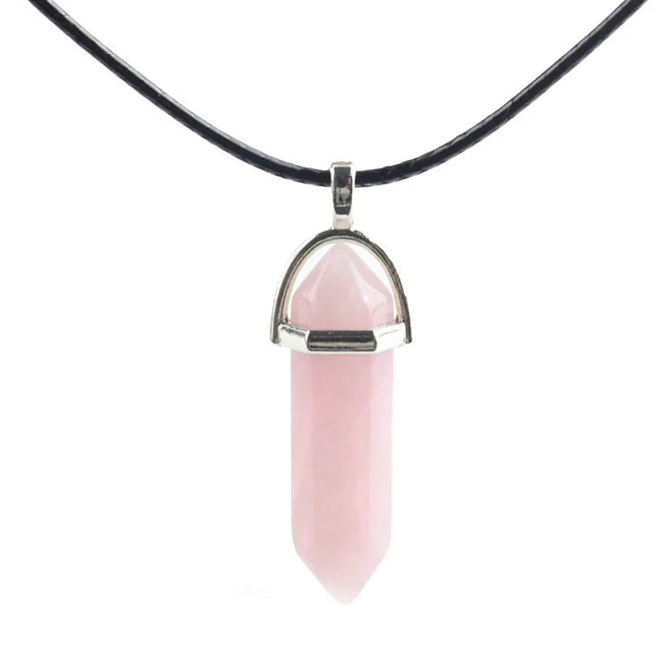 Hexagonal Column Quartz Necklace