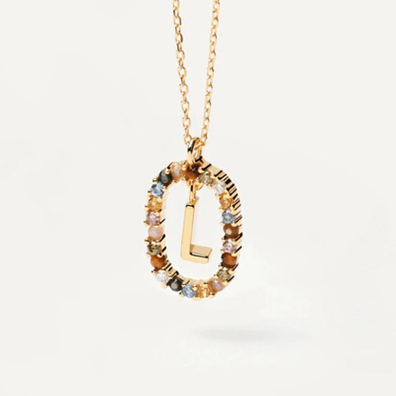 Colored Zircon Letter Necklace