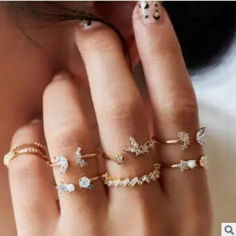 Cute Butterfly Heart Ring Set