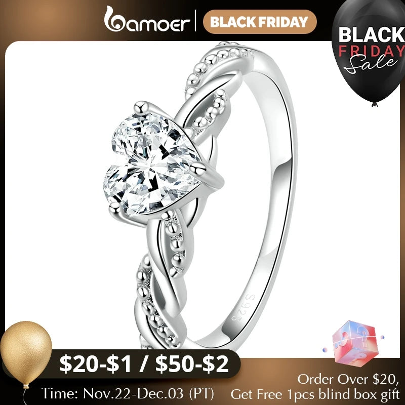 Luxury Geniune 925 Sterling Silver Wedding Engagement Ring