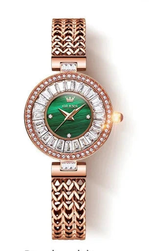 Elegant Gemstone Inlaid Bracelet Wrist Watch