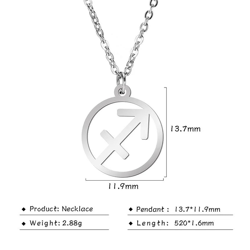 Stainless Steel Star Zodiac Sign Necklace