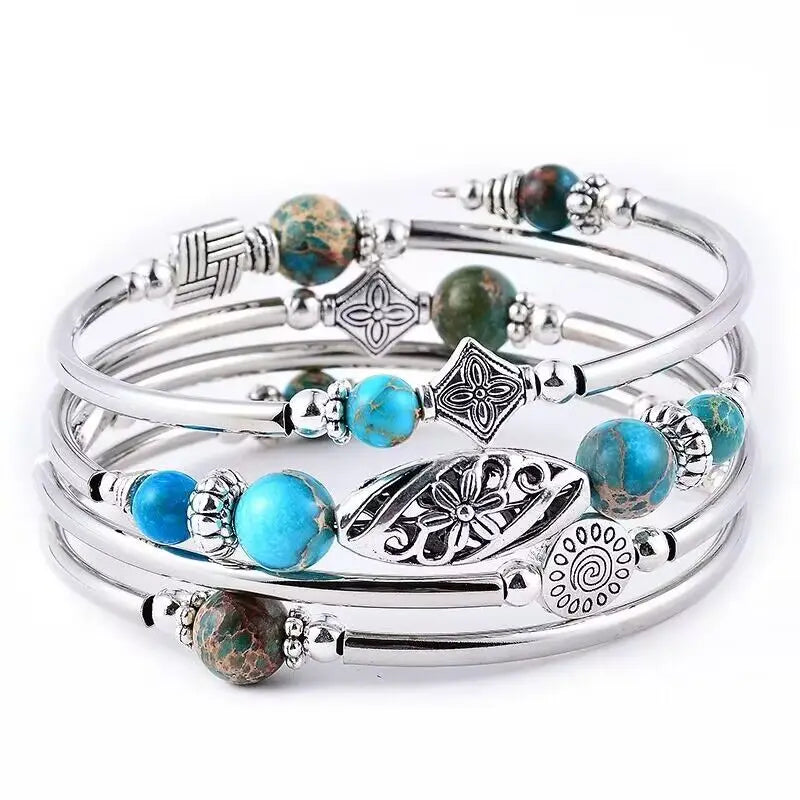 Natural Turquoise Wrapped Bracelet