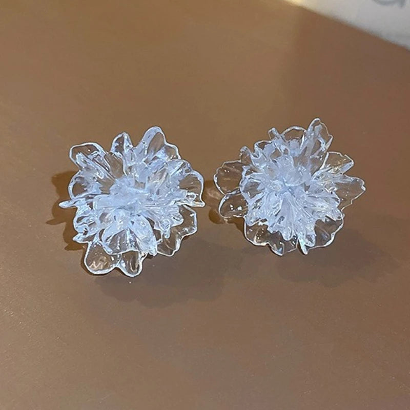 White Flower Stud Earrings