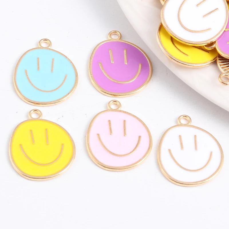 Cute Enamel Colourfull Smiley Face Pendant Necklace