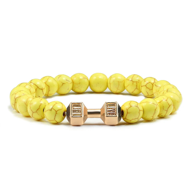 High Quality Stone Dumbbell Charm Bracelet