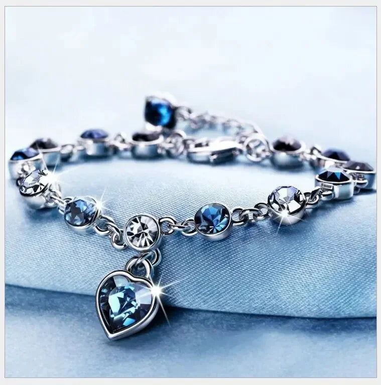 Fashion Silver Heart Charms Bracelet Bangle