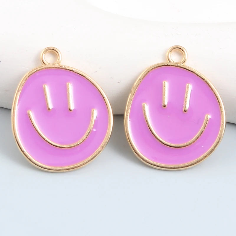 Cute Enamel Colourfull Smiley Face Pendant Necklace