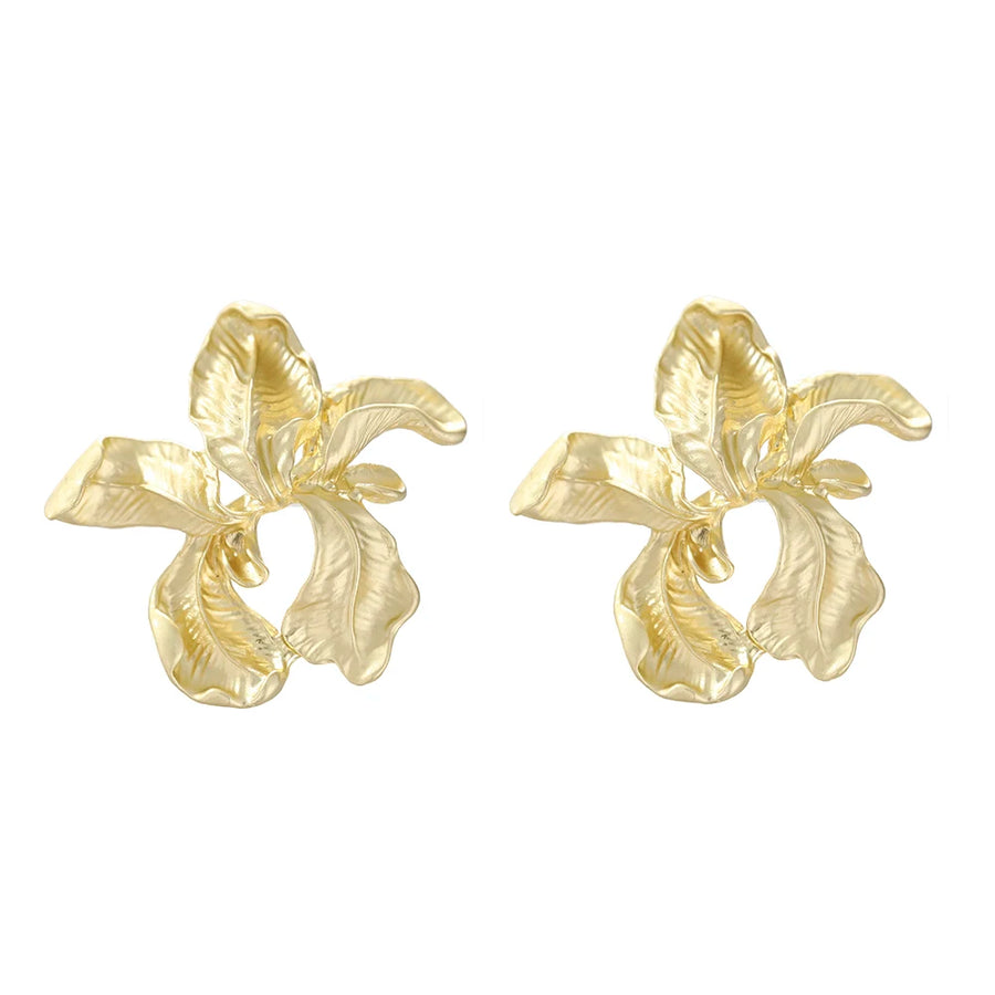 Vintage Metal Flower Big Earrings