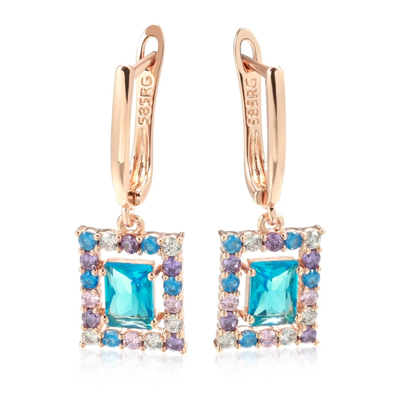 Rose Gold Square Drop Earrings