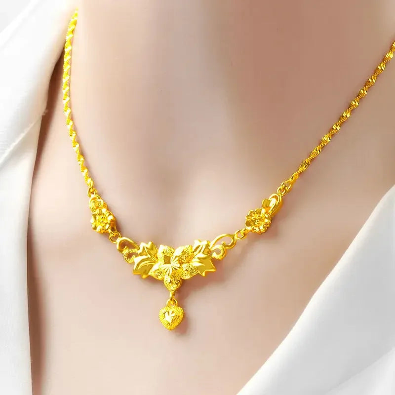 Gold Color Flower Necklace