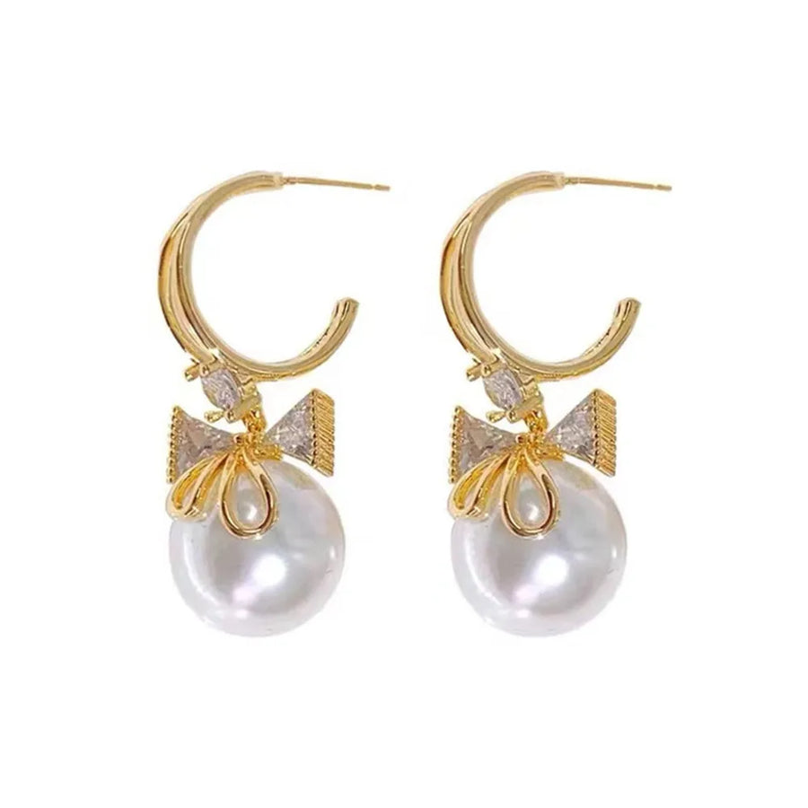 Rhinestone Pearl Stud Earrings