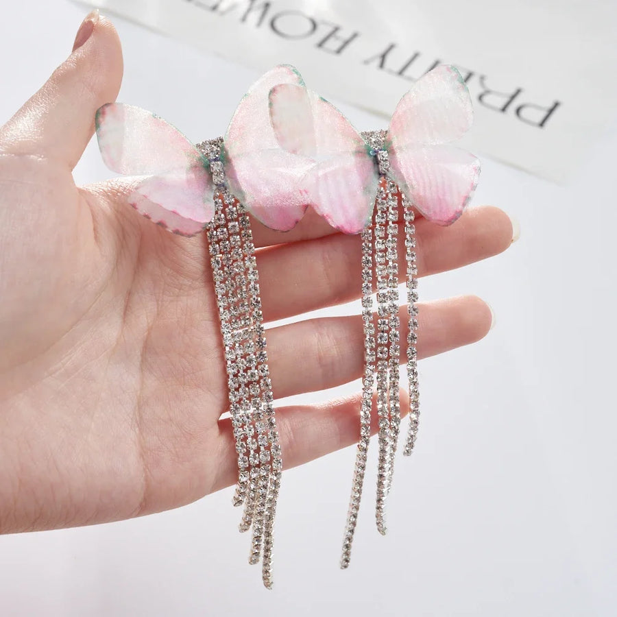 Luxury Rhinestone Crystal Long Tassel Earrings