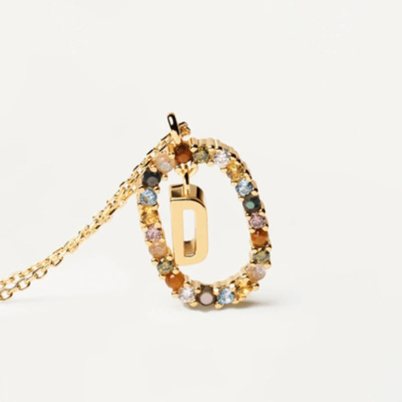 Colored Zircon Letter Necklace