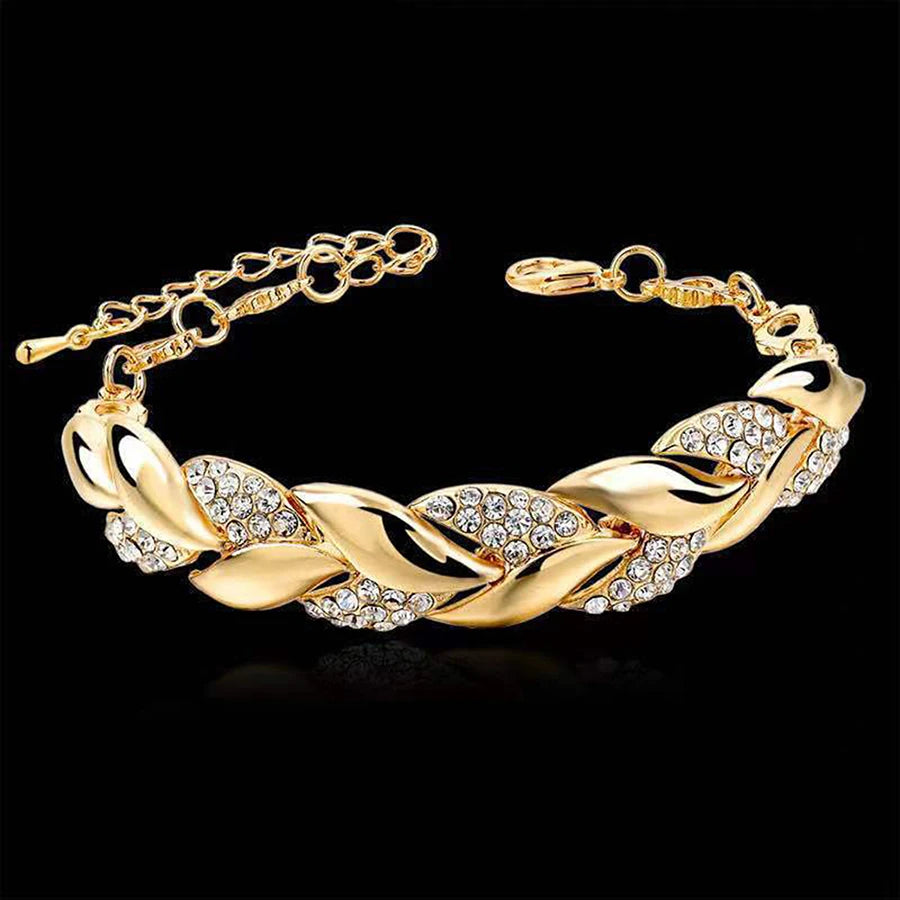 Braided Gold Color Leaf Bracelets