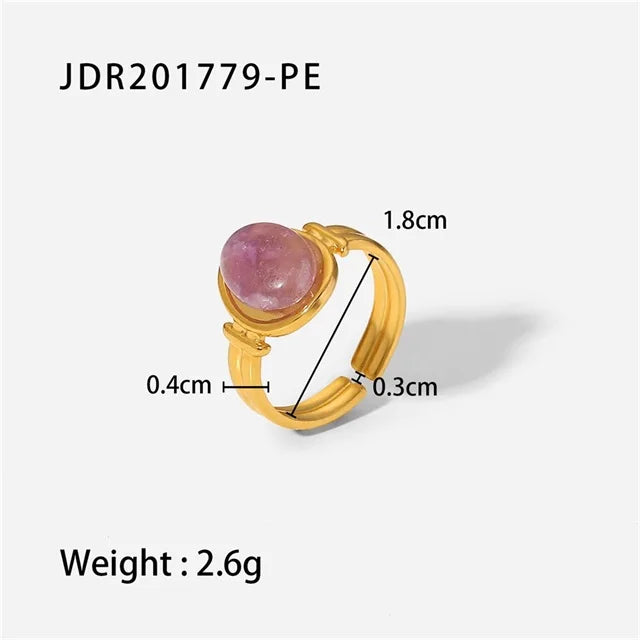 Natural Stone Stainless Steel Ring