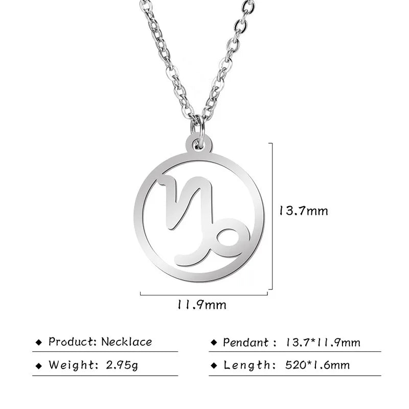 Stainless Steel Star Zodiac Sign Necklace