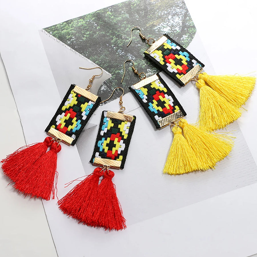 Ethnic Square Earrings